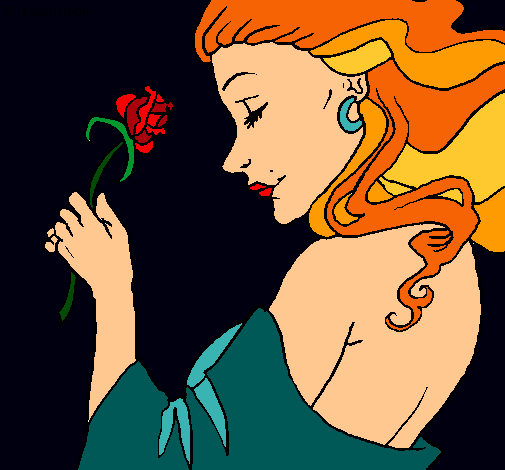 Dibujo Princesa con una rosa pintado por kmy-maura