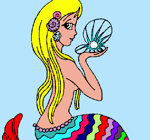 Dibujo Sirena y perla pintado por tera