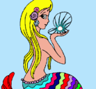 Dibujo Sirena y perla pintado por tera