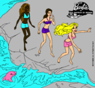 Dibujo Barbie y sus amigas en la playa pintado por momotharo