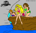 Dibujo Barbie y sus amigas sentadas pintado por eilynsita1