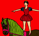 Dibujo Trapecista encima de caballo pintado por circus    