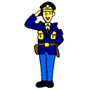 Dibujo Policía saludando pintado por deivis