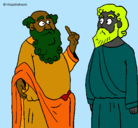Dibujo Sócrates y Platón pintado por negraso