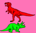 Dibujo Triceratops y tiranosaurios rex pintado por vrisa