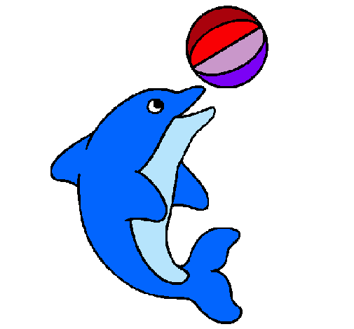 Dibujo Delfín jugando con una pelota pintado por lluvia