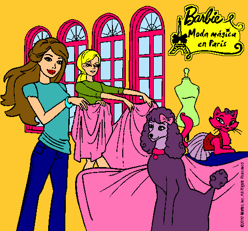 Barbie y su amiga mirando ropa