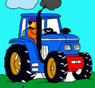 Dibujo Tractor en funcionamiento pintado por lupe253