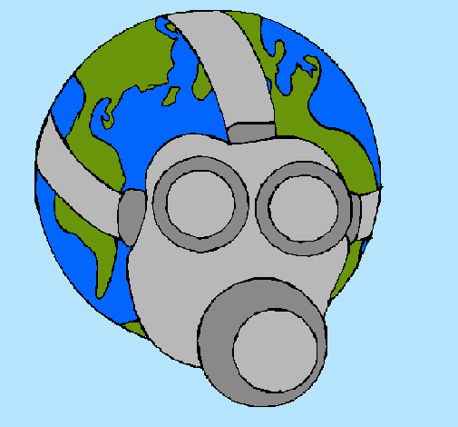 Dibujo Tierra con máscara de gas pintado por Syhalel