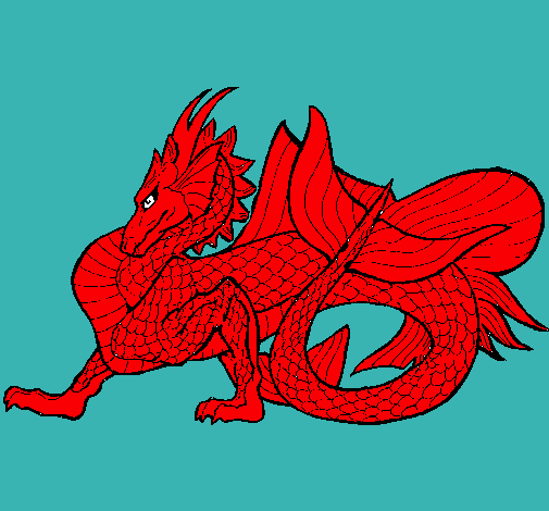 Dibujo Dragón de mar pintado por fwww
