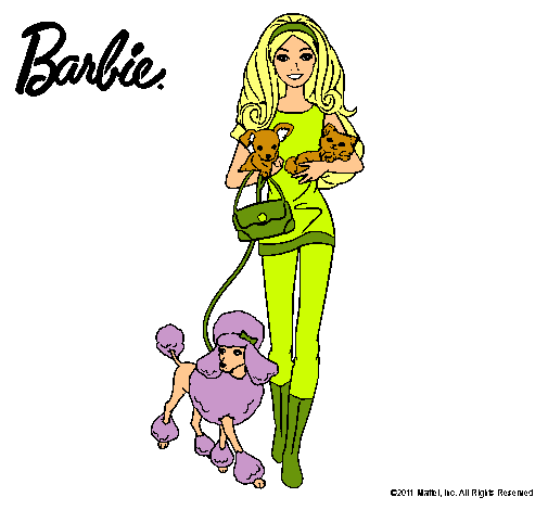 Dibujo Barbie con sus mascotas pintado por zu-star