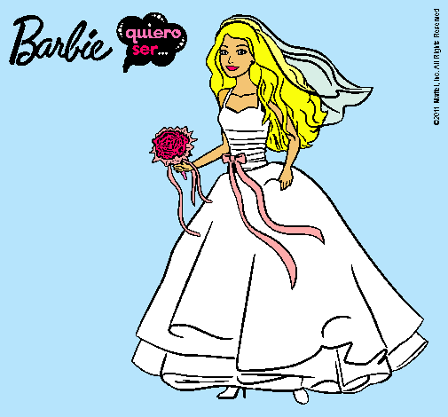 Dibujo Barbie vestida de novia pintado por black