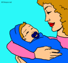Dibujo Madre con su bebe II pintado por momita