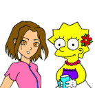 Dibujo Sakura y Lisa pintado por duie