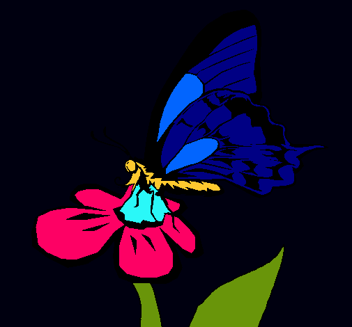 Dibujo Mariposa en una flor pintado por yuki 