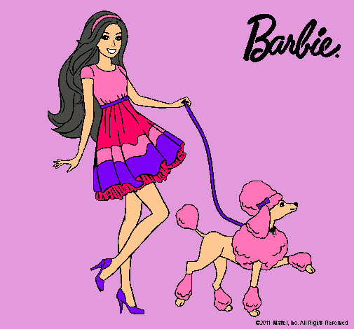 Dibujo Barbie paseando a su mascota pintado por sheillah