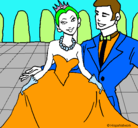 Dibujo Princesa y príncipe en el baile pintado por torres