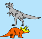 Dibujo Triceratops y tiranosaurios rex pintado por icame5
