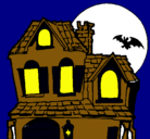 Dibujo Casa del misterio pintado por halloween