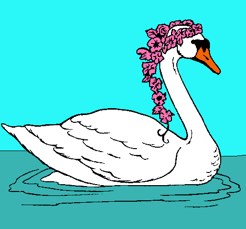 Cisne con flores