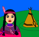 Dibujo India y tepee pintado por yoyii