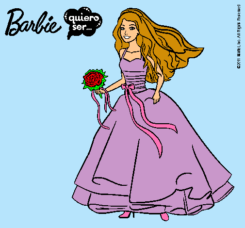 Dibujo Barbie vestida de novia pintado por zu-star