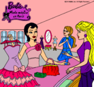 Dibujo Barbie en una tienda de ropa pintado por bainilla