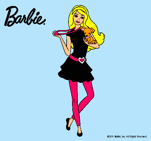 Dibujo Barbie y su mascota pintado por lizdany