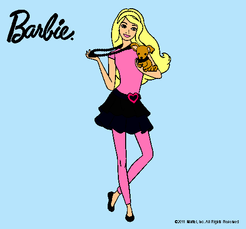 Dibujo Barbie y su mascota pintado por SuperStar