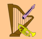 Dibujo Arpa, flauta y trompeta pintado por tatolin