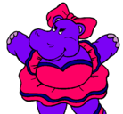 Dibujo Hipopótama con lazo pintado por jollete