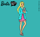 Dibujo Barbie con un gatito pintado por camiZALDA