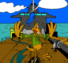 Dibujo Cigüeña en un barco pintado por goool