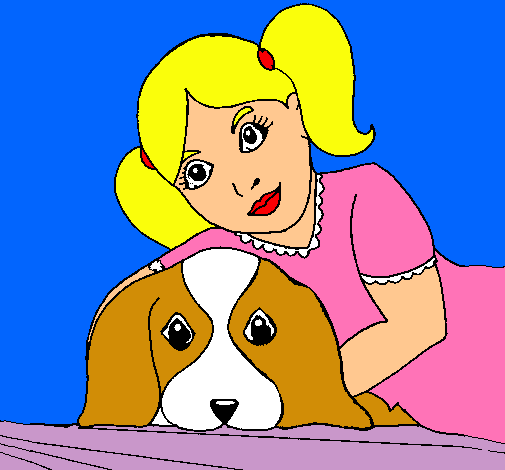 Dibujo Niña abrazando a su perro pintado por sebaosito