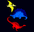 Dibujo Tres clases de dinosaurios pintado por 8003