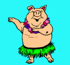 Dibujo Cerdo hawaiano pintado por dunny99