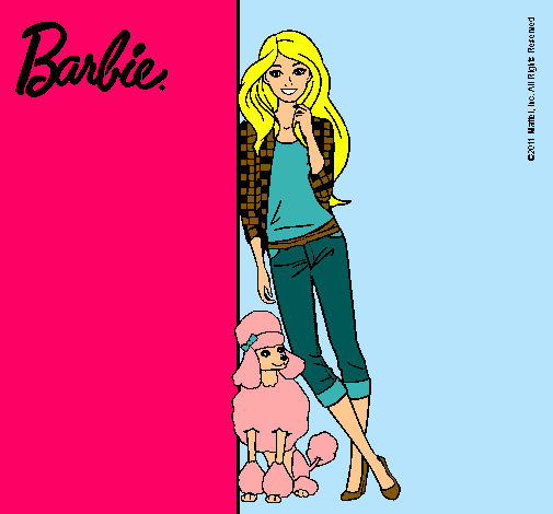 Barbie con cazadora de cuadros