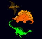 Dibujo Tres clases de dinosaurios pintado por 8003