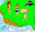 Dibujo Barbie y sus amigas en la playa pintado por valeria-ass