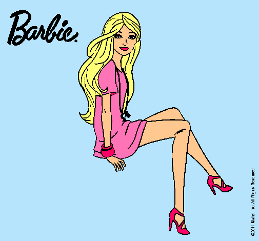 Dibujo Barbie sentada pintado por SuperStar