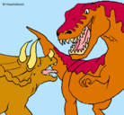Dibujo Lucha de dinosaurios pintado por Ester