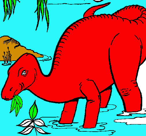 Dibujo Dinosaurio comiendo pintado por bianca_
