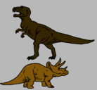 Dibujo Triceratops y tiranosaurios rex pintado por Nahuelll