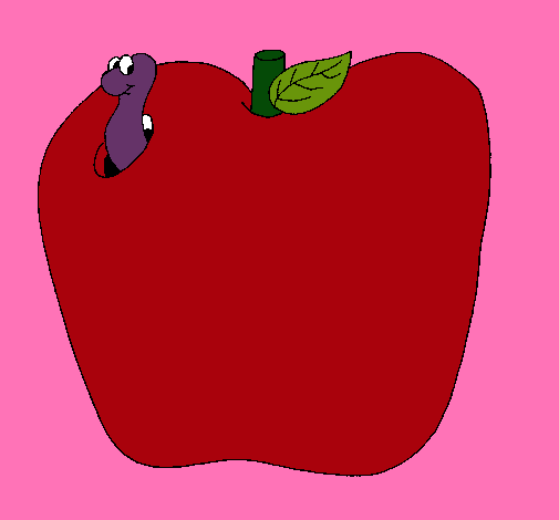 Dibujo Gusano en la fruta pintado por Renny