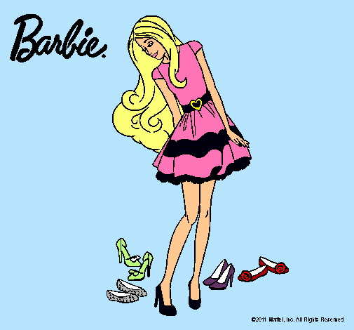 Dibujo Barbie y su colección de zapatos pintado por SuperStar