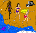 Dibujo Barbie y sus amigas en la playa pintado por lejaman