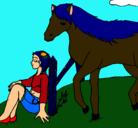 Dibujo Chica y caballo pintado por cheina7