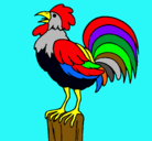 Dibujo Gallo cantando pintado por gallo
