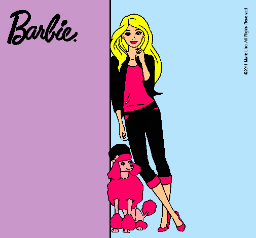 Dibujo Barbie con cazadora de cuadros pintado por lizdany