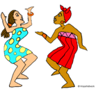 Dibujo Mujeres bailando pintado por africanas